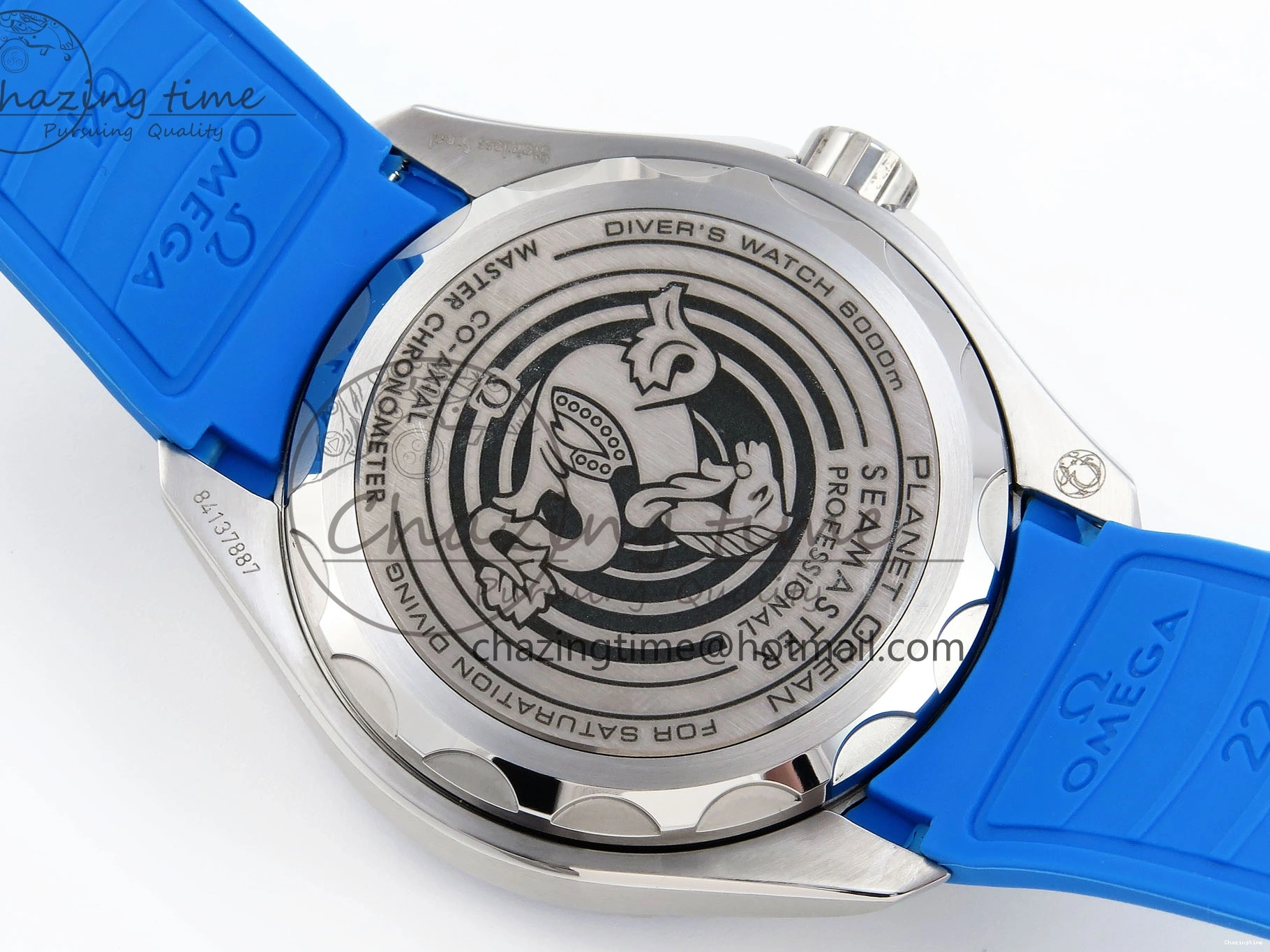 0506 SEAMASTER PLANET OCEAN 6000M ULTRA DEEP 45.5MM SS TF 1:1 BEST EDITION WHITE DIAL BLUE BEZEL ON RUBBER STRAP A SunProtective 7762